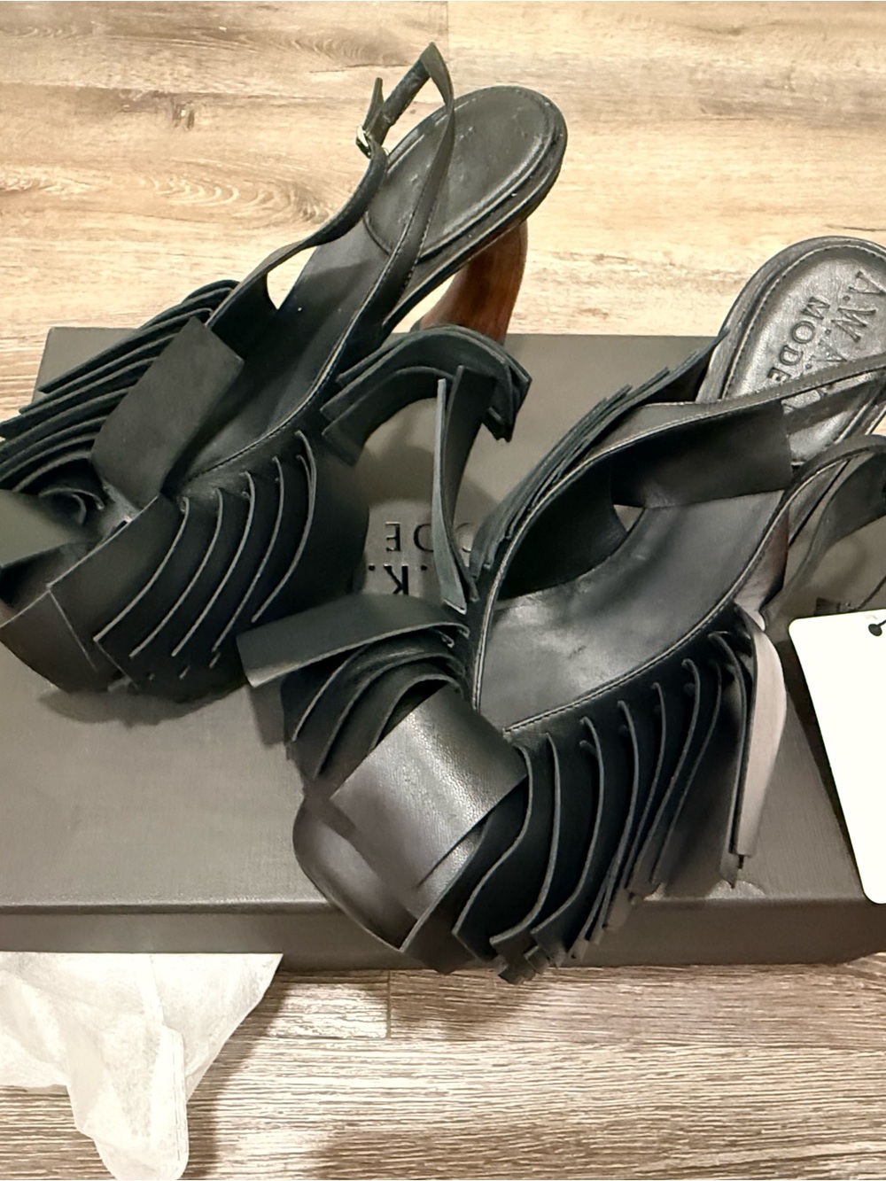 Awake Mode Greta Fringe 80mm sling back heels - Picture 8 of 16